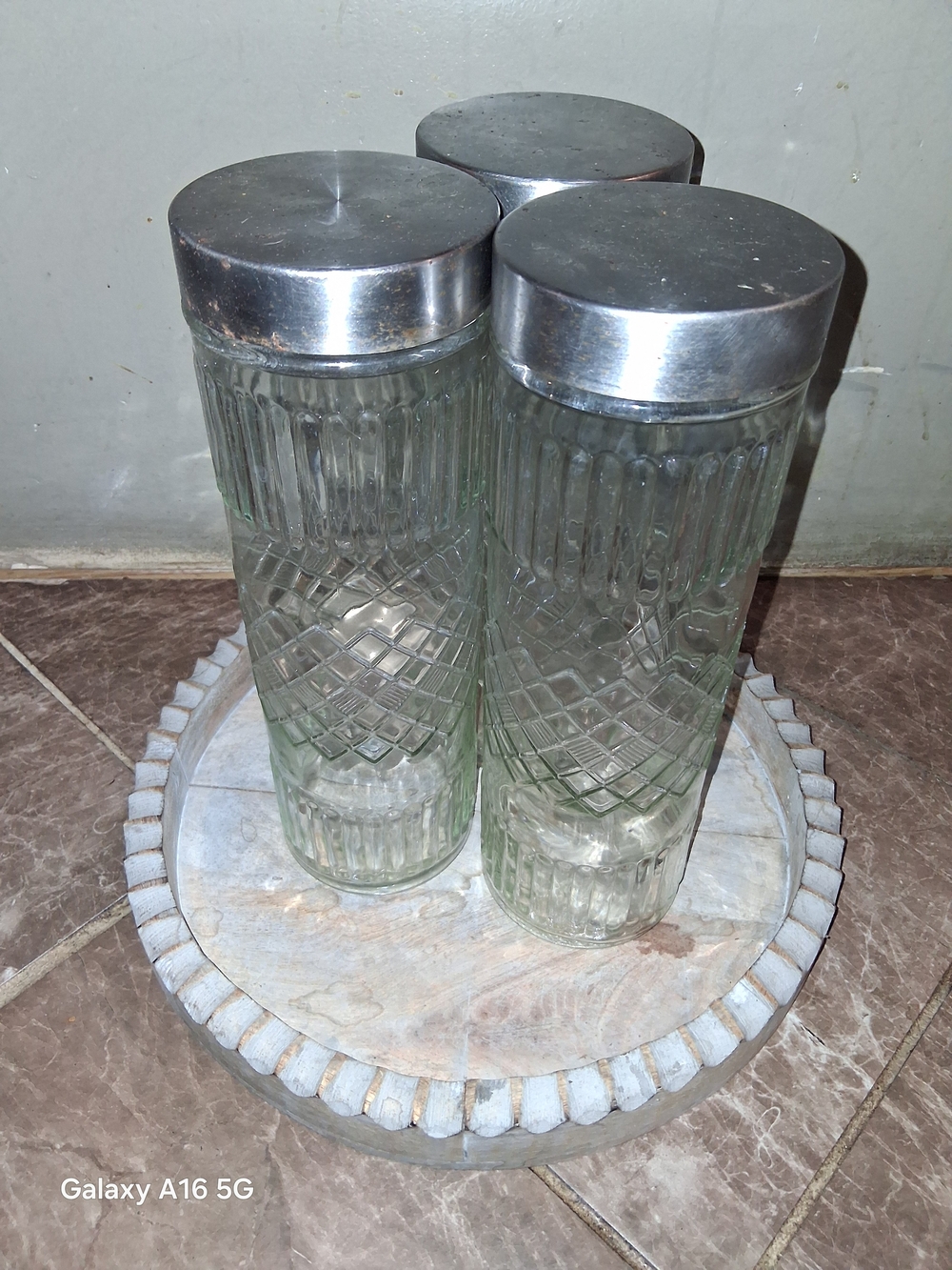 Clear Glass Canister Set with Silver Metal Lids - 3-Pack